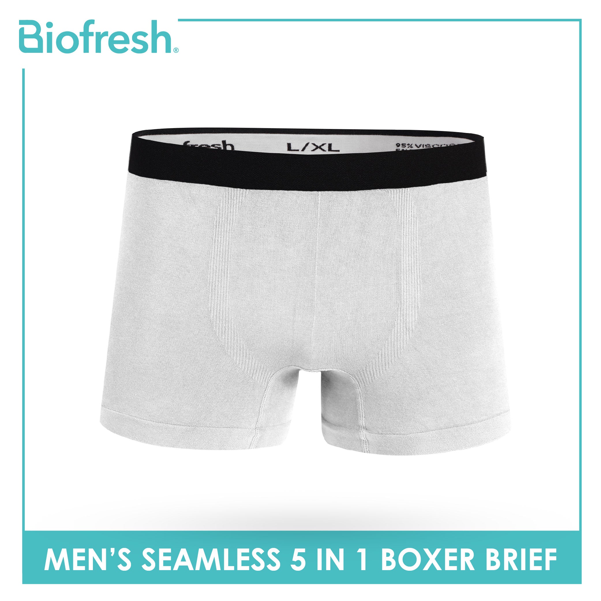 Biofresh Men's Antimicrobial Seamless Boxer Brief 5 pieces in a pack UMBBG11F