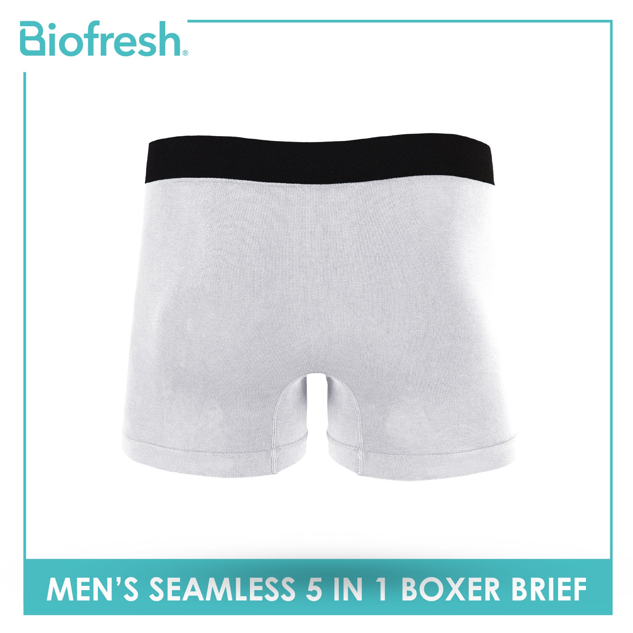 Biofresh Men's Antimicrobial Seamless Boxer Brief 5 pieces in a pack UMBBG11F