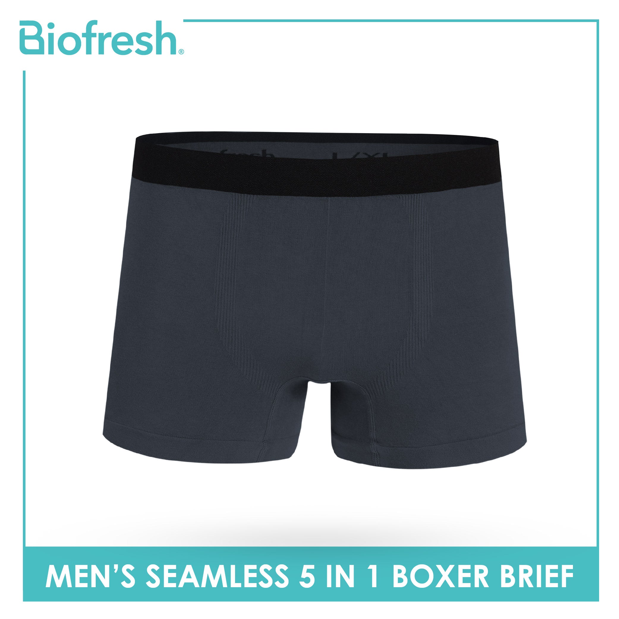 Biofresh Men's Antimicrobial Seamless Boxer Brief 5 pieces in a pack UMBBG11F