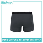 Biofresh Men's Antimicrobial Cotton Boxer Brief with fly 3 pieces in a pack UMBBG30