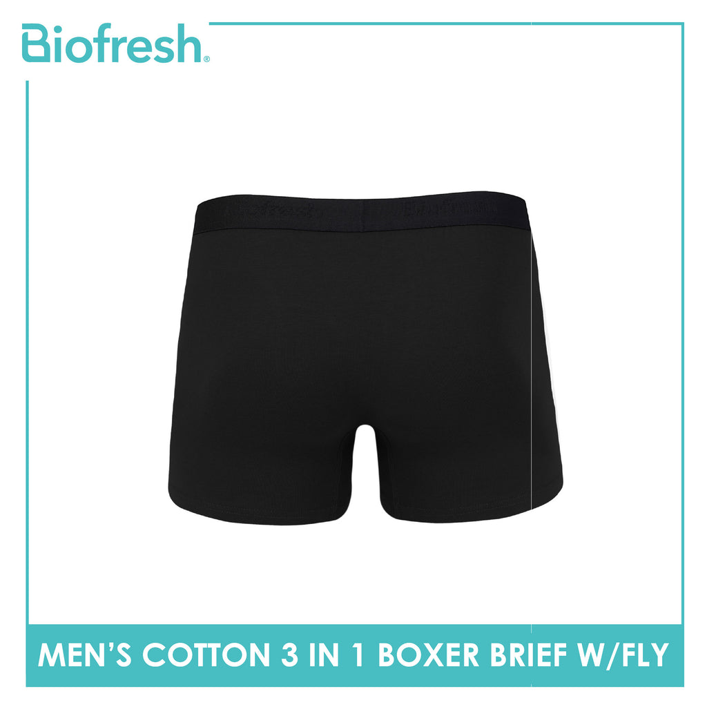 Biofresh Men's Antimicrobial Cotton Boxer Brief with fly 3 pieces in a pack UMBBG30