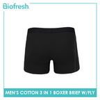 Biofresh Men's Antimicrobial Cotton Boxer Brief with fly 3 pieces in a pack UMBBG30