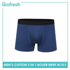 Biofresh Men's Antimicrobial Cotton Boxer Brief with fly 3 pieces in a pack UMBBG30