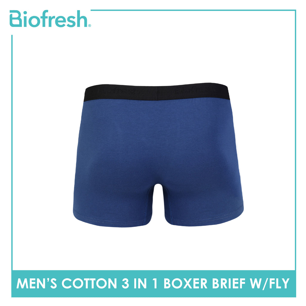 Biofresh Men's Antimicrobial Cotton Boxer Brief with fly 3 pieces in a pack UMBBG30
