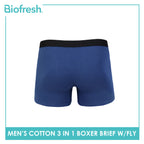 Biofresh Men's Antimicrobial Cotton Boxer Brief with fly 3 pieces in a pack UMBBG30