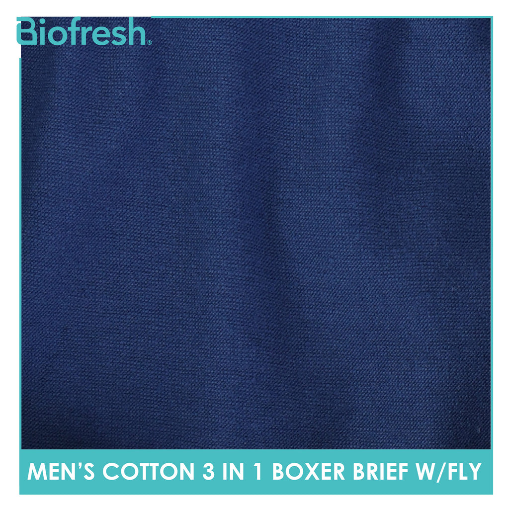 Biofresh Men's Antimicrobial Cotton Boxer Brief with fly 3 pieces in a pack UMBBG30