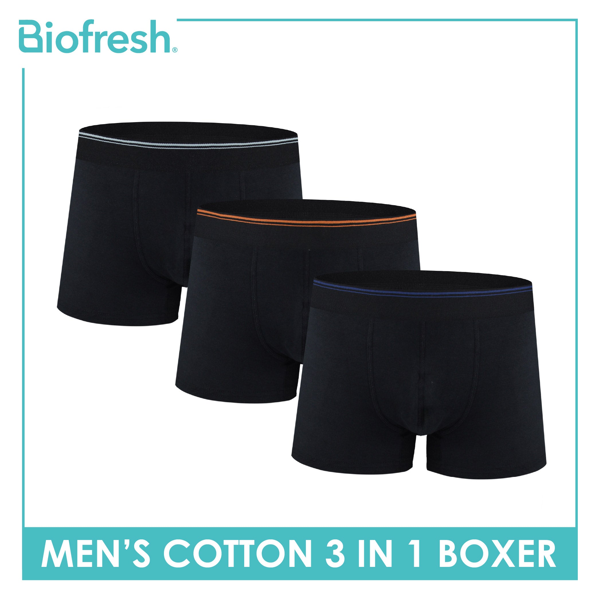 Biofresh Men's Antimicrobial Cotton Boxer Brief 3 pieces in a pack UMBBG9