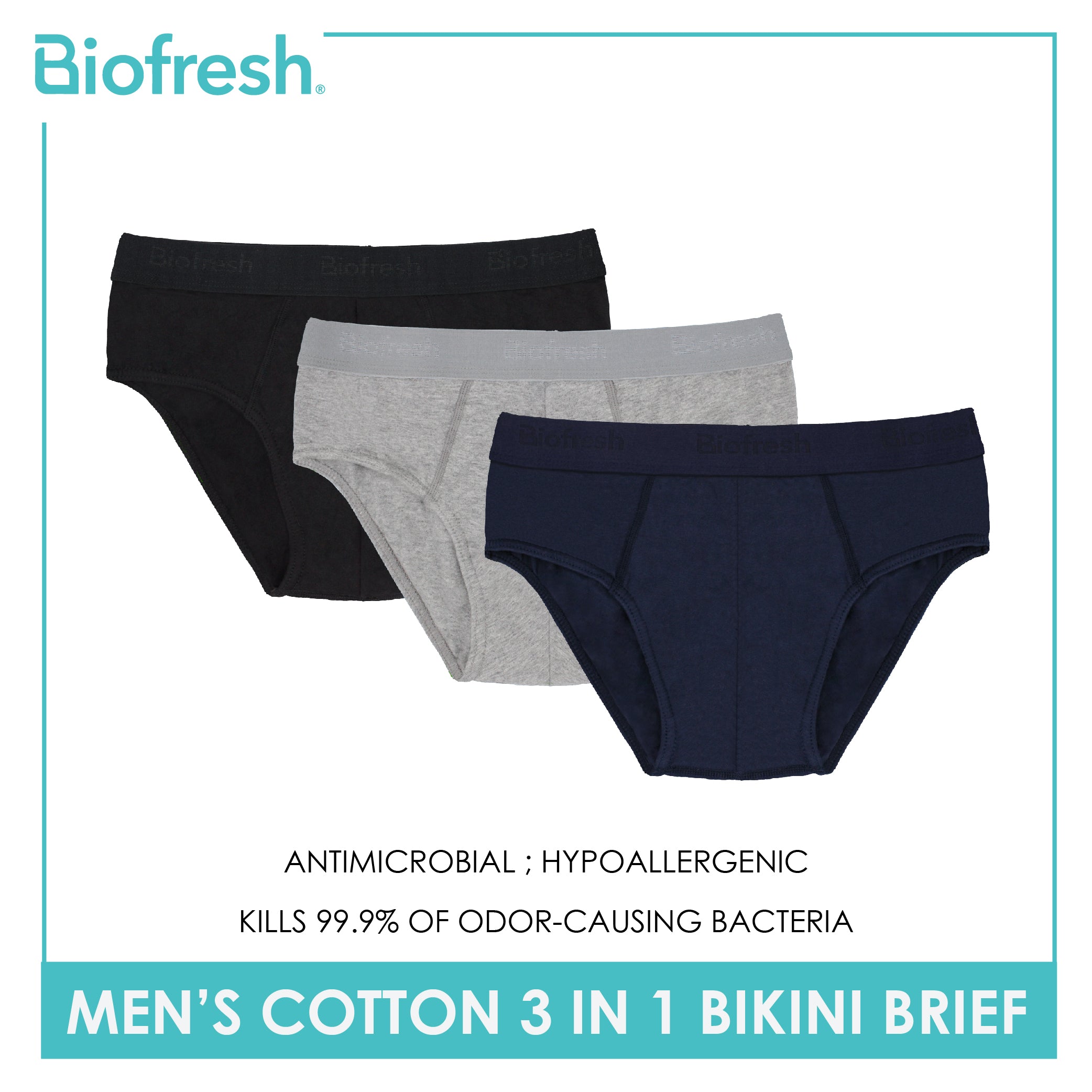 Buy Biofresh Men's Antimicrobial Seamless Boxer Brief 3 Pieces In A Pack  Umbbg10 2024 Online