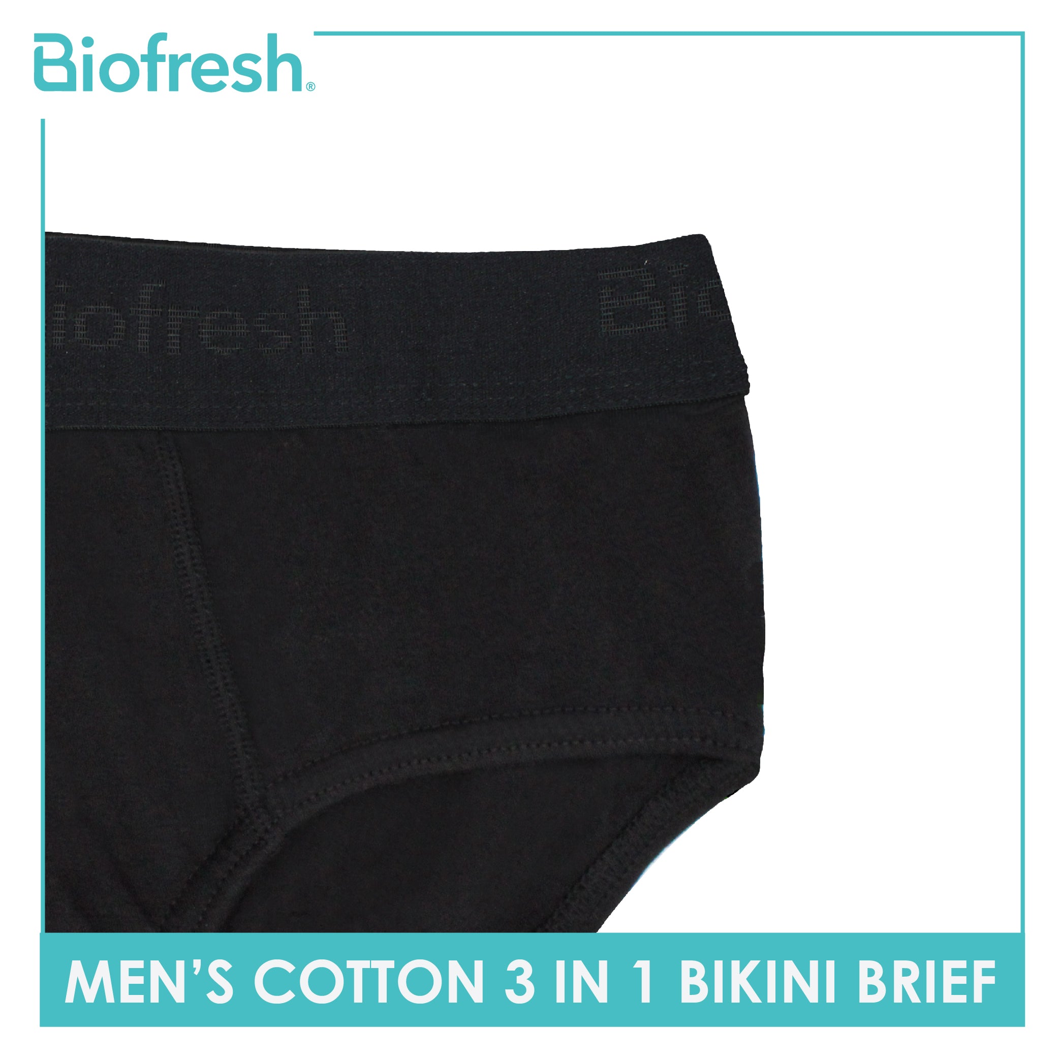Biofresh Men's Antimicrobial Cotton Bikini Brief 3 pieces in a pack UMBSG1