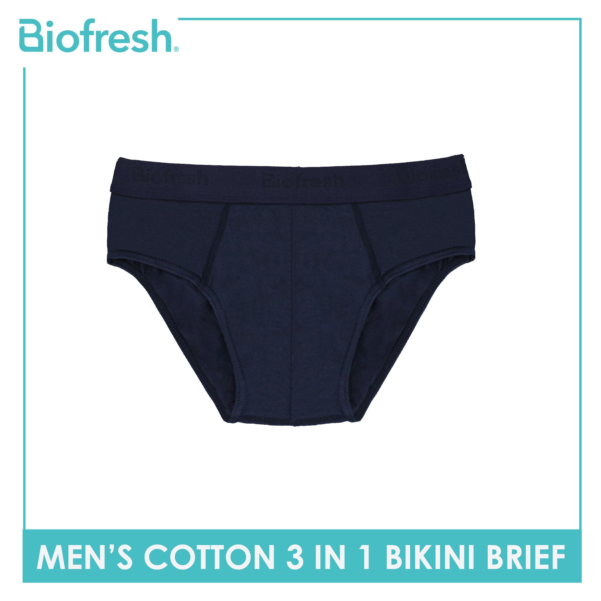 Biofresh Men's Antimicrobial Cotton Bikini Brief 3 pieces in a pack UMBSG1