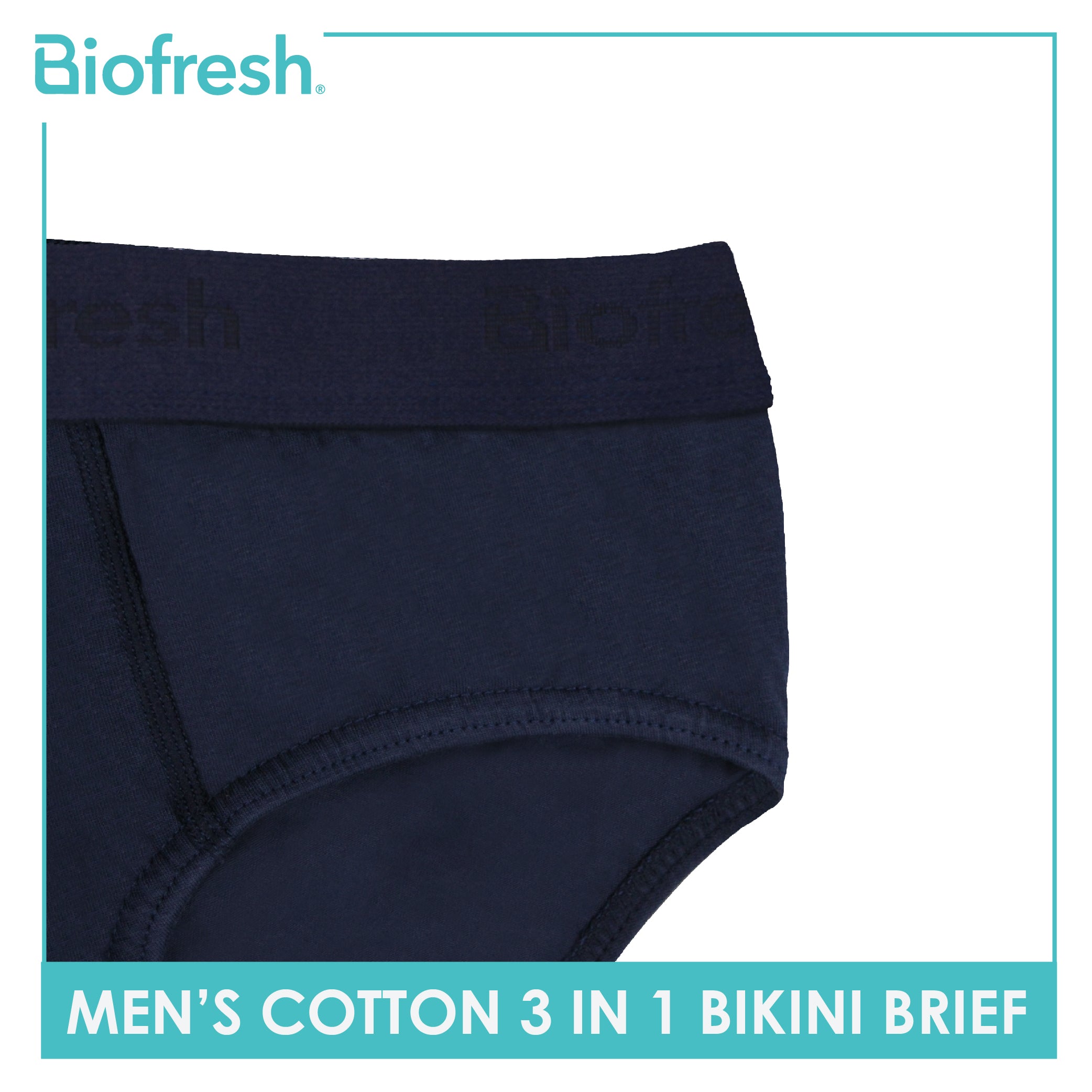 Biofresh Men's Antimicrobial Cotton Bikini Brief 3 pieces in a pack UMBSG1