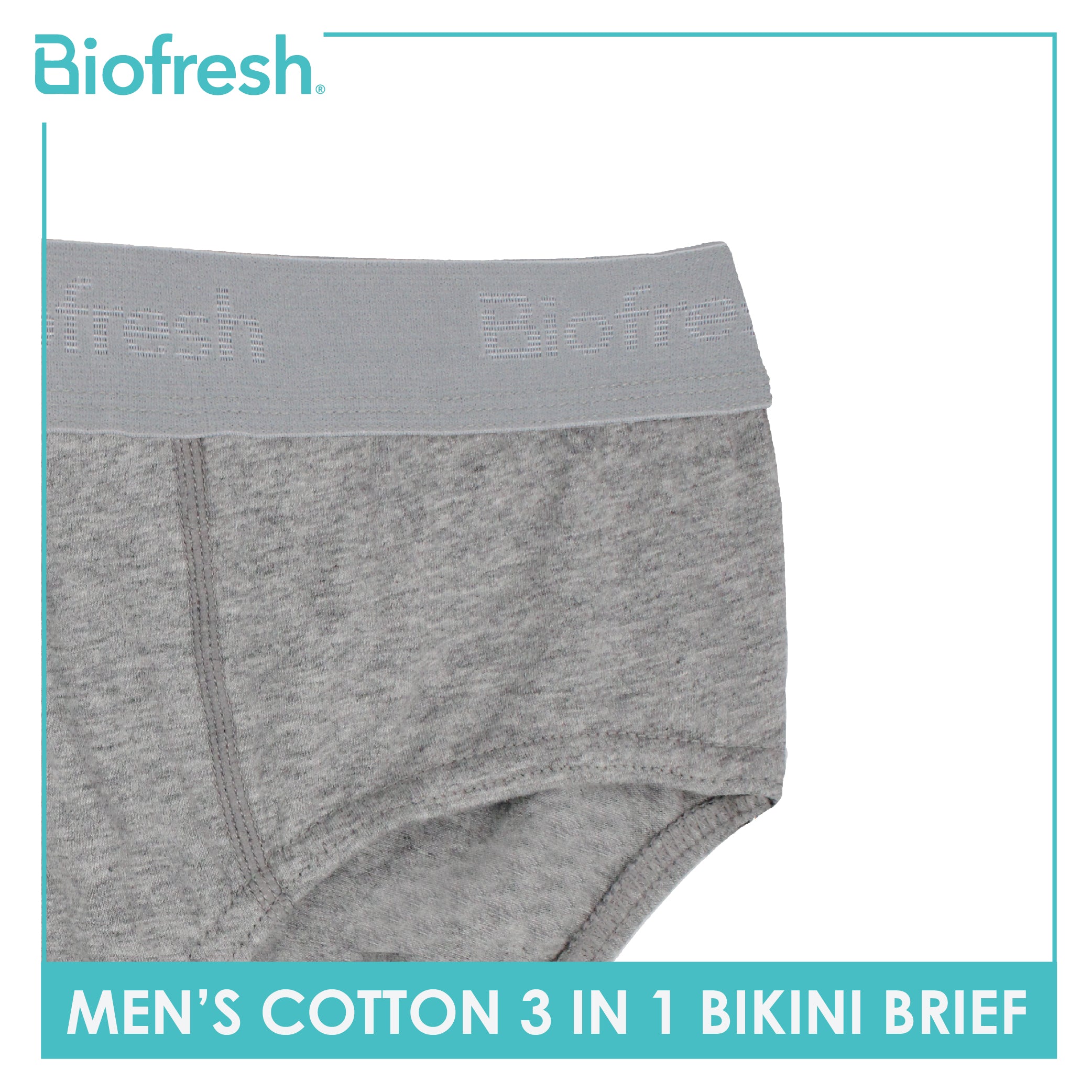 Biofresh Men's Antimicrobial Cotton Bikini Brief 3 pieces in a pack UMBSG1