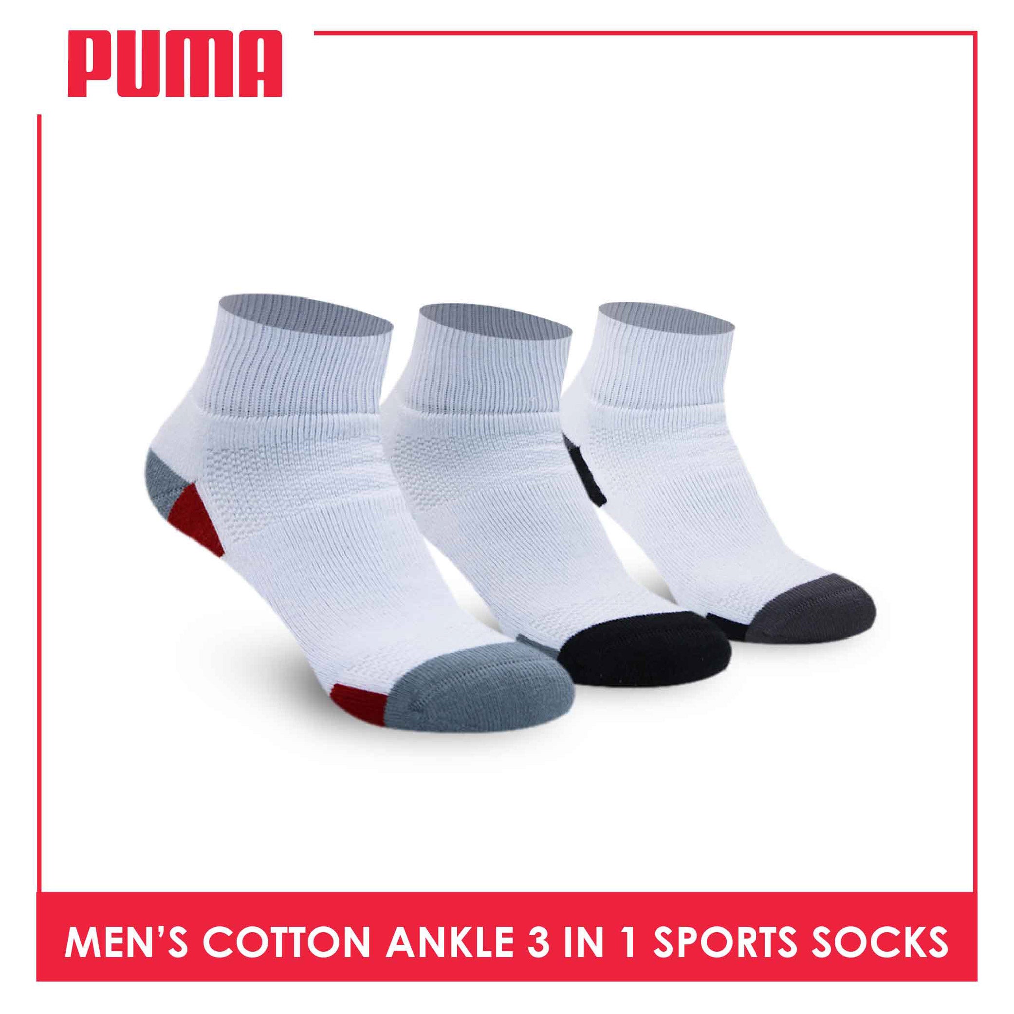Puma Men's Cotton Thick Sports Ankle Socks 3 pairs in a pack PMSKG6