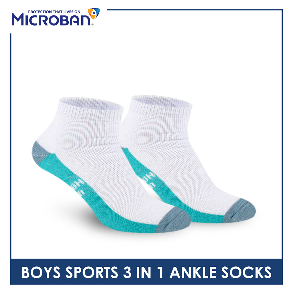 Microban Boys' Cotton Thick Sports Ankle Socks 3 pairs in a pack VBSKG15