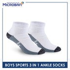Microban Boys' Cotton Thick Sports Ankle Socks 3 pairs in a pack VBSKG15