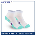 Microban Girls' Cotton Lite Thin Casual Ankle Socks 3 pairs in a pack VGCKG15