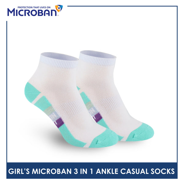 Microban Girls' Cotton Lite Thin Casual Ankle Socks 3 pairs in a pack VGCKG15