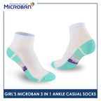 Microban Girls' Cotton Lite Thin Casual Ankle Socks 3 pairs in a pack VGCKG15