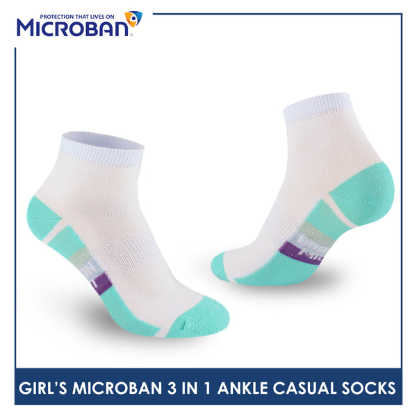 Microban Girls' Cotton Lite Thin Casual Ankle Socks 3 pairs in a pack VGCKG15