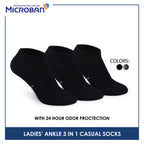 Microban Ladies’ Cotton Lite Thin Casual Ankle Socks 3 pairs in a pack VLCKG19