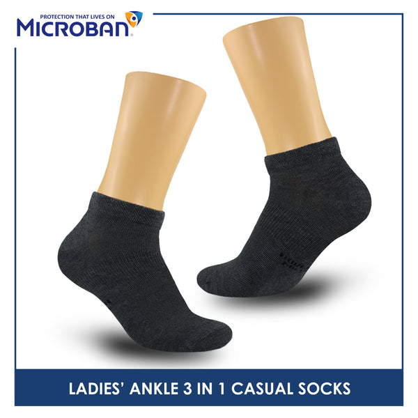 Microban Ladies’ Cotton Lite Thin Casual Ankle Socks 3 pairs in a pack VLCKG19