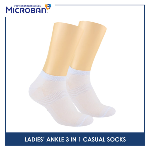 Microban Ladies’ Cotton Lite Thin Casual Ankle Socks 3 pairs in a pack VLCKG19