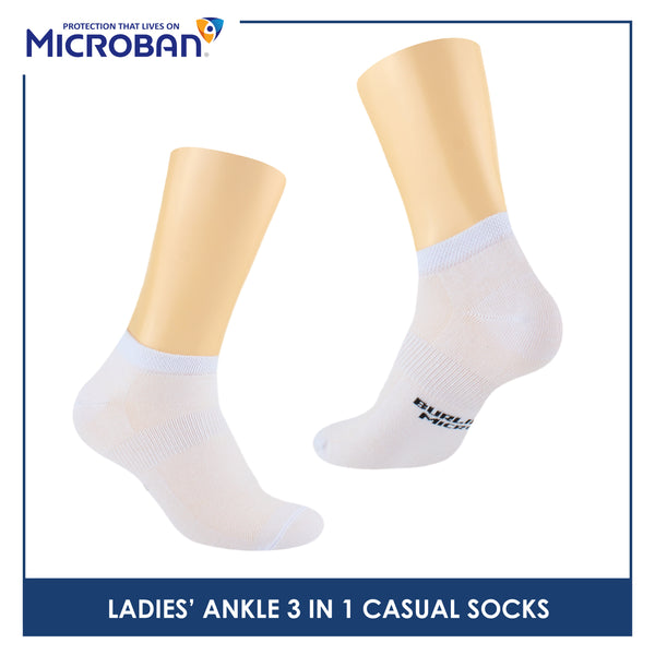 Microban Ladies’ Cotton Lite Thin Casual Ankle Socks 3 pairs in a pack VLCKG19