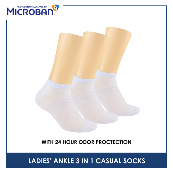 Microban Ladies’ Cotton Lite Thin Casual Ankle Socks 3 pairs in a pack VLCKG19