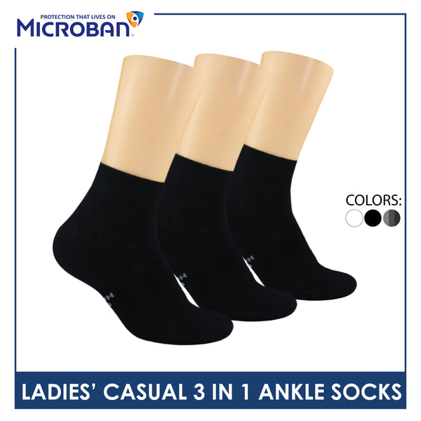 Microban Ladies’ Cotton Lite Thin Casual Ankle Socks 3 pairs in a pack VLCKG20