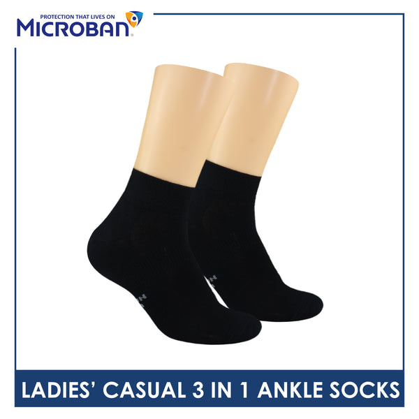 Microban Ladies’ Cotton Lite Thin Casual Ankle Socks 3 pairs in a pack VLCKG20