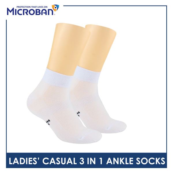 Microban Ladies’ Cotton Lite Thin Casual Ankle Socks 3 pairs in a pack VLCKG20