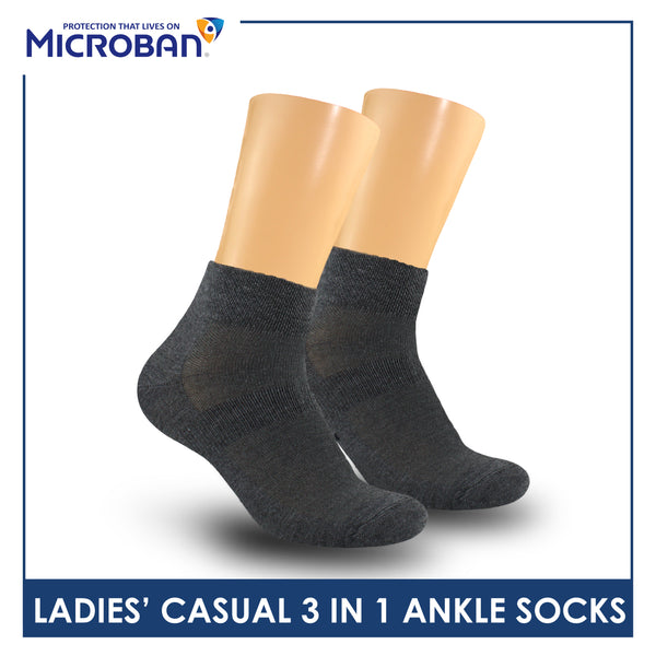 Microban Ladies’ Cotton Lite Thin Casual Ankle Socks 3 pairs in a pack VLCKG20