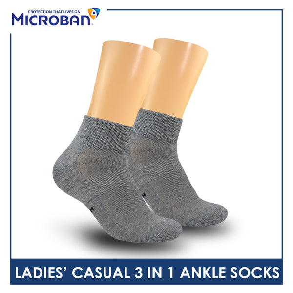 Microban Ladies’ Cotton Lite Thin Casual Ankle Socks 3 pairs in a pack VLCKG20