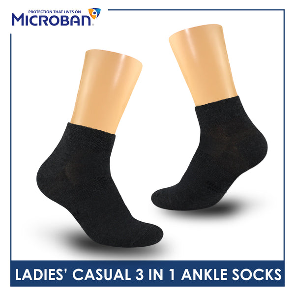 Microban Ladies’ Cotton Lite Thin Casual Ankle Socks 3 pairs in a pack VLCKG20