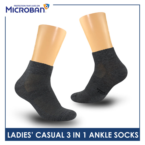 Microban Ladies’ Cotton Lite Thin Casual Ankle Socks 3 pairs in a pack VLCKG20