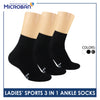 Microban Ladies’ Cotton Thick Sports Ankle Socks 3 pairs in a pack VLSKG15