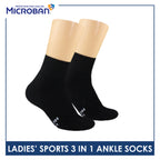 Microban Ladies’ Cotton Thick Sports Ankle Socks 3 pairs in a pack VLSKG15