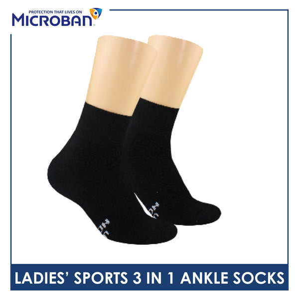 Microban Ladies’ Cotton Thick Sports Ankle Socks 3 pairs in a pack VLSKG15