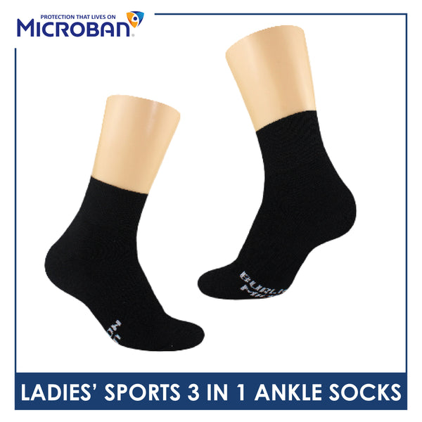Microban Ladies’ Cotton Thick Sports Ankle Socks 3 pairs in a pack VLSKG15