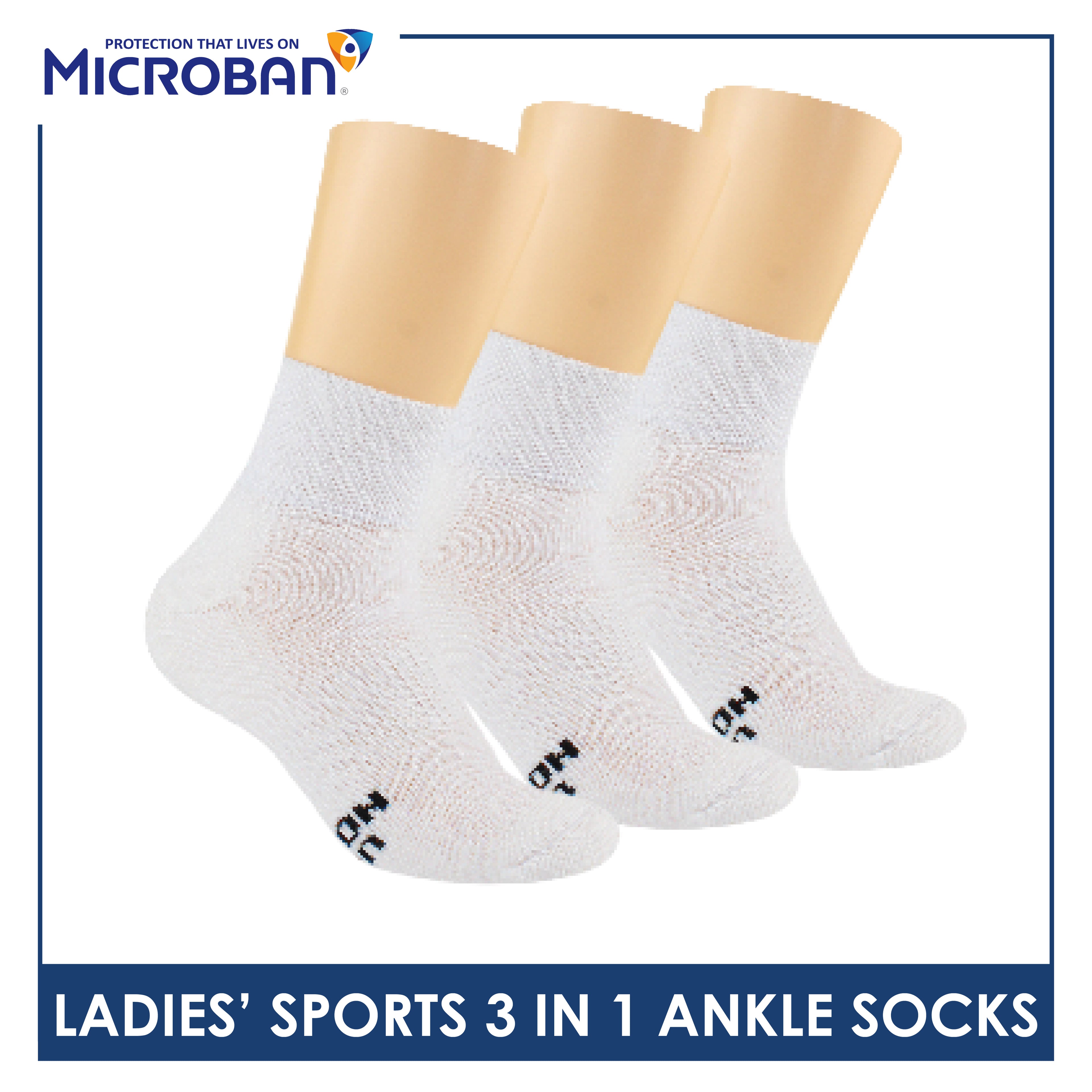 Microban Ladies’ Cotton Thick Sports Ankle Socks 3 pairs in a pack VLSKG15