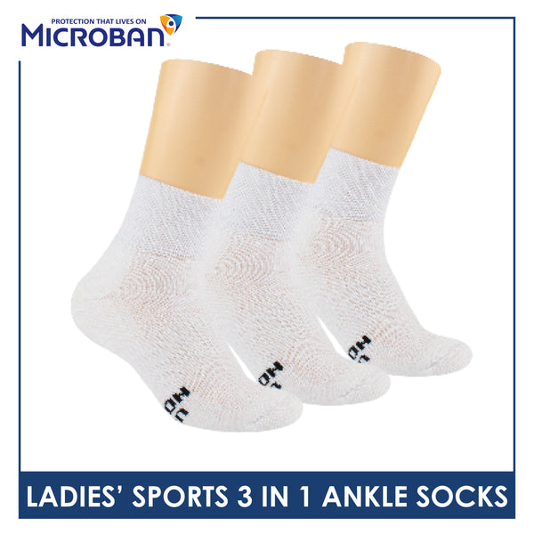 Microban Ladies’ Cotton Thick Sports Ankle Socks 3 pairs in a pack VLSKG15