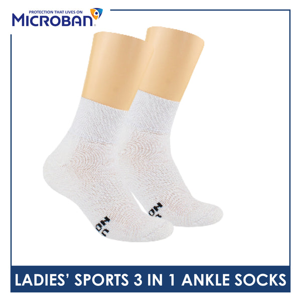 Microban Ladies’ Cotton Thick Sports Ankle Socks 3 pairs in a pack VLSKG15