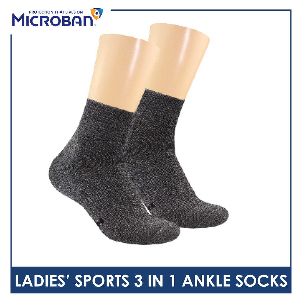 Microban Ladies’ Cotton Thick Sports Ankle Socks 3 pairs in a pack VLSKG15
