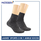 Microban Ladies’ Cotton Thick Sports Ankle Socks 3 pairs in a pack VLSKG15