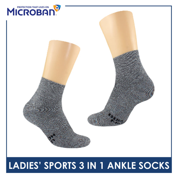 Microban Ladies’ Cotton Thick Sports Ankle Socks 3 pairs in a pack VLSKG15