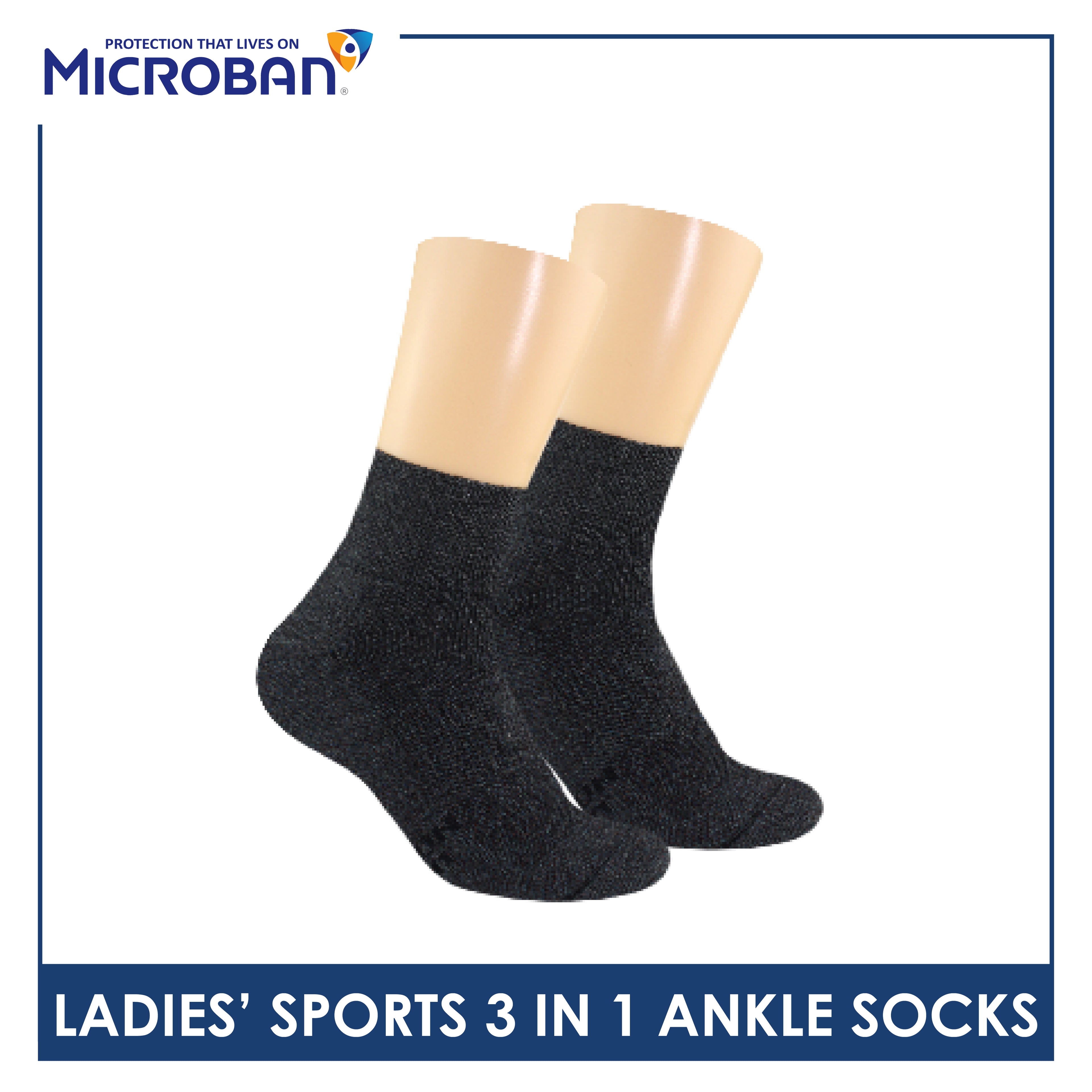 Microban Ladies’ Cotton Thick Sports Ankle Socks 3 pairs in a pack VLSKG15