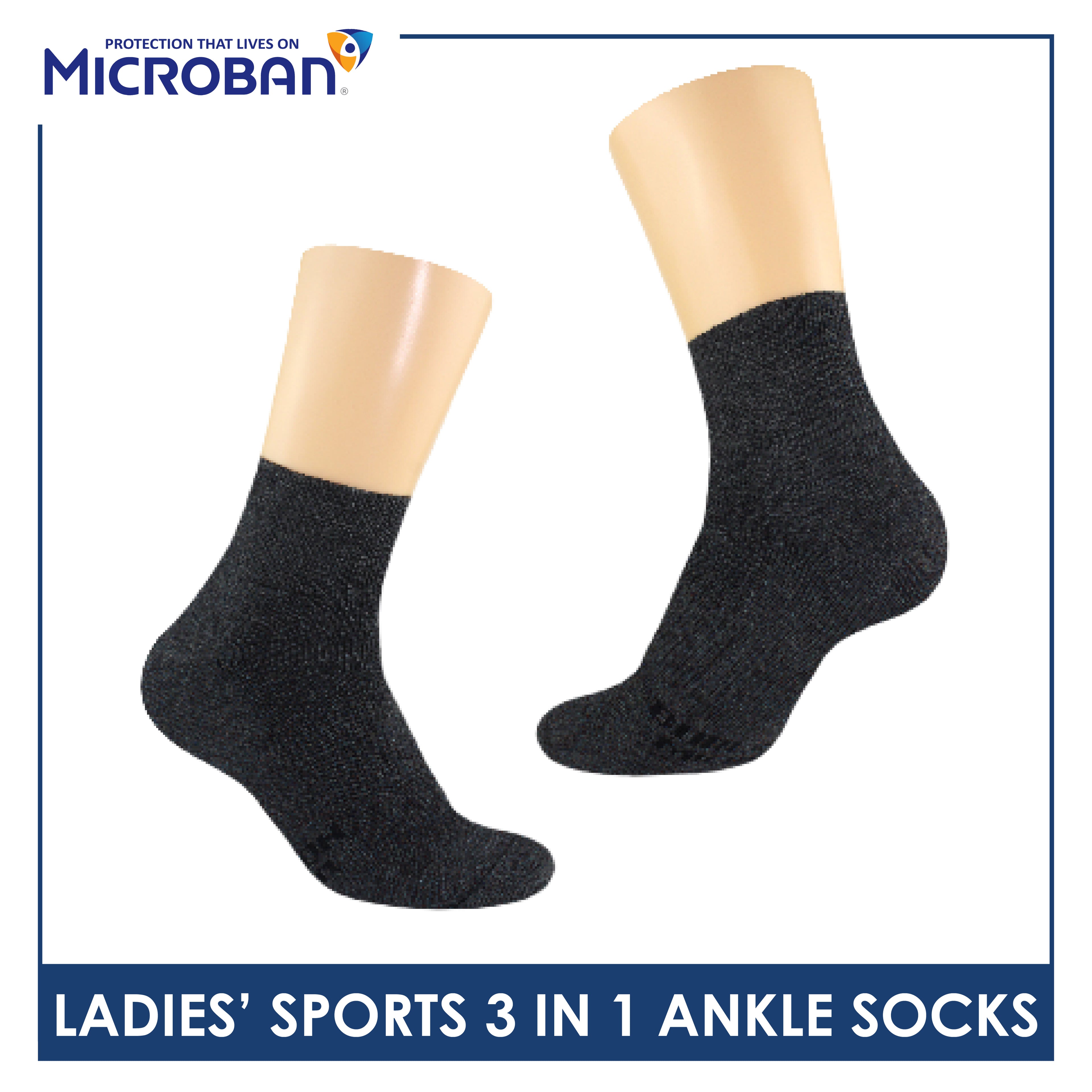 Microban Ladies’ Cotton Thick Sports Ankle Socks 3 pairs in a pack VLSKG15