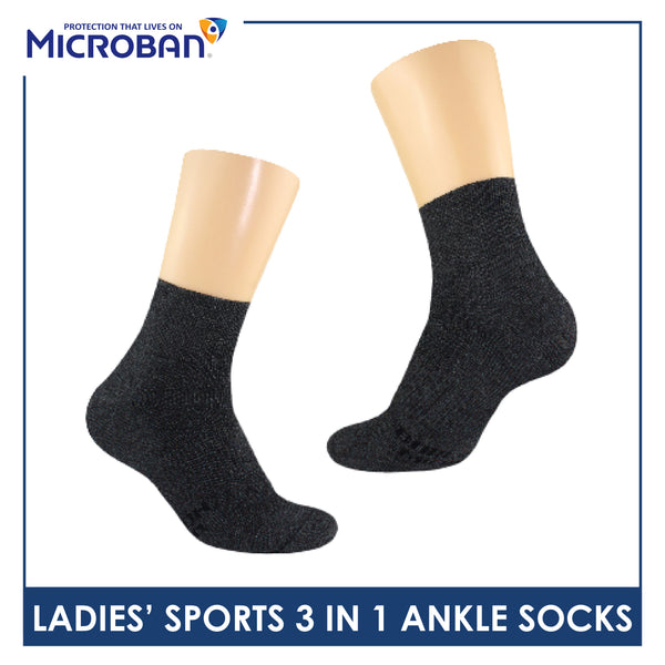 Microban Ladies’ Cotton Thick Sports Ankle Socks 3 pairs in a pack VLSKG15