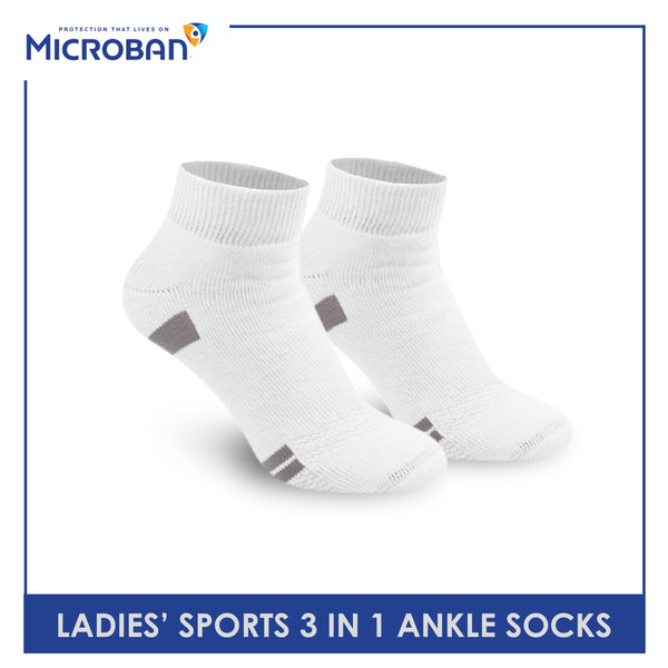 Microban Ladies’ Cotton Thick Sports Ankle Socks 3 pairs in a pack VLSKG5