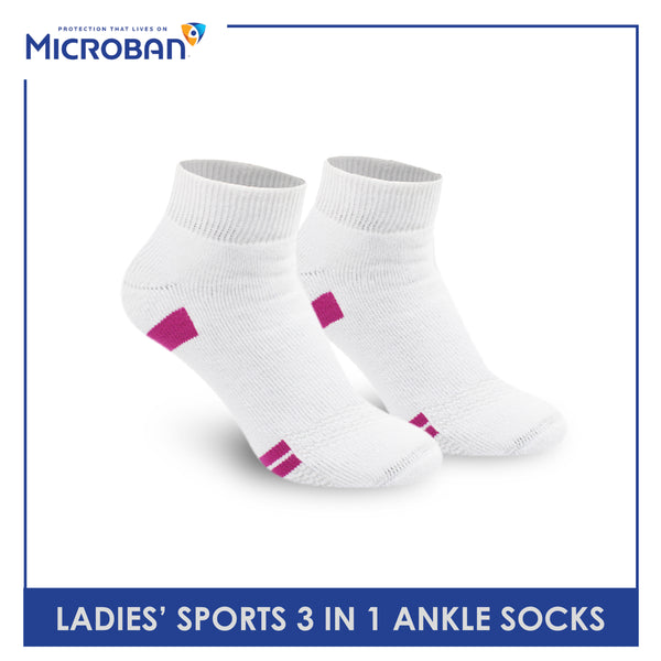 Microban Ladies’ Cotton Thick Sports Ankle Socks 3 pairs in a pack VLSKG5